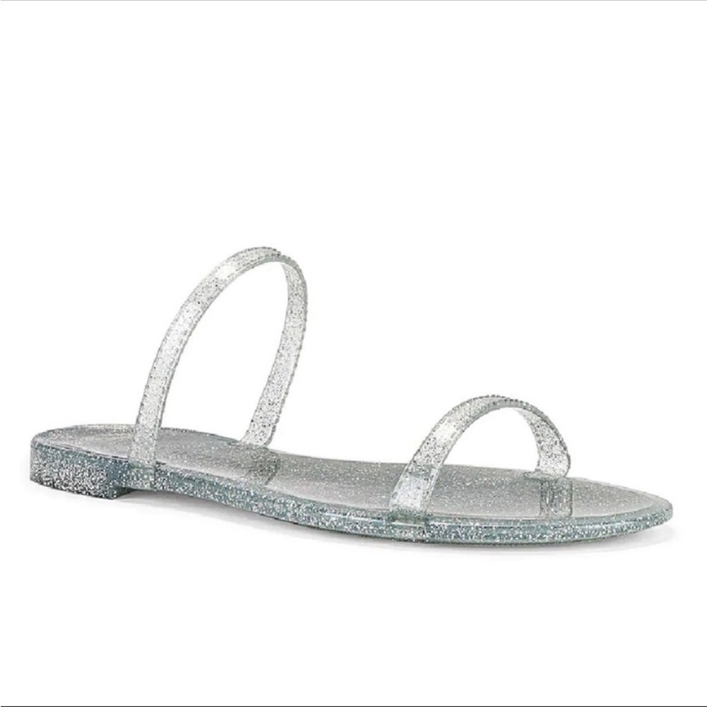 Stuart Weitzman Silver Glitter Jelly Slide Sandals